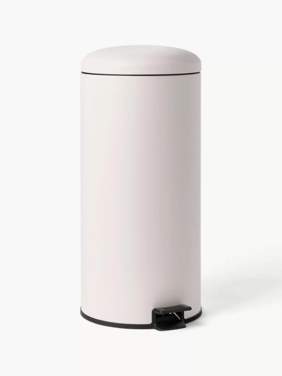 Küchenmülleimer-Westwing Collection Abfalleimer Rafa mit Pedalfunktion, 30 L Off White, Schwarz