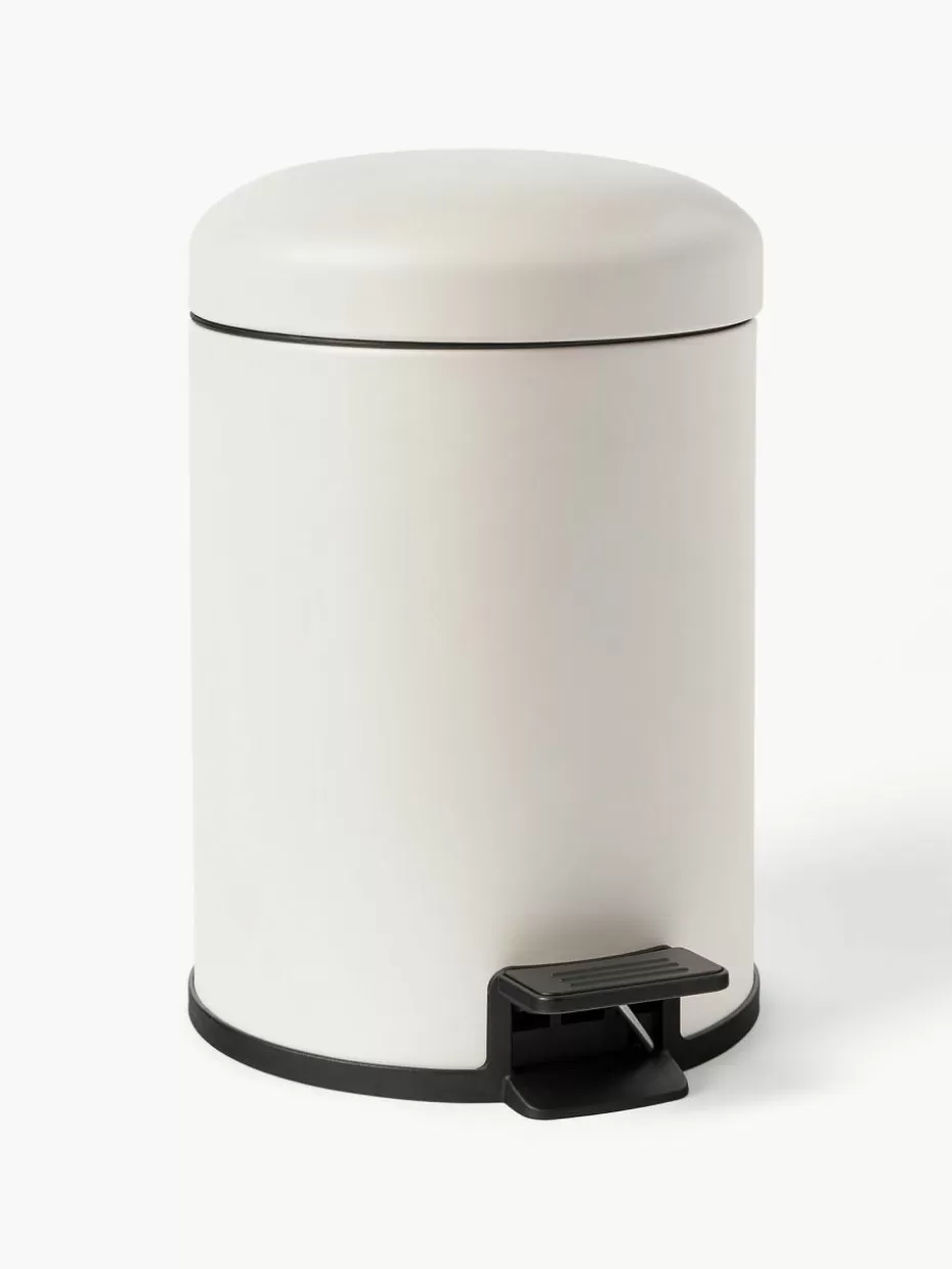 Kosmetikeimer-Westwing Collection Abfalleimer Rafa mit Softmotion-Deckel Off White, matt