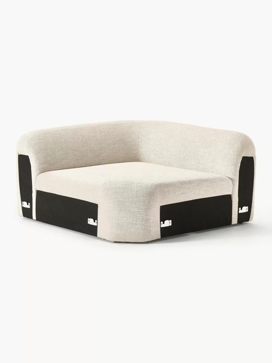Sofas | Sofaserien-Westwing Collection Abgerundetes Eckmodul Wolke aus Bouclé Bouclé Hellbeige