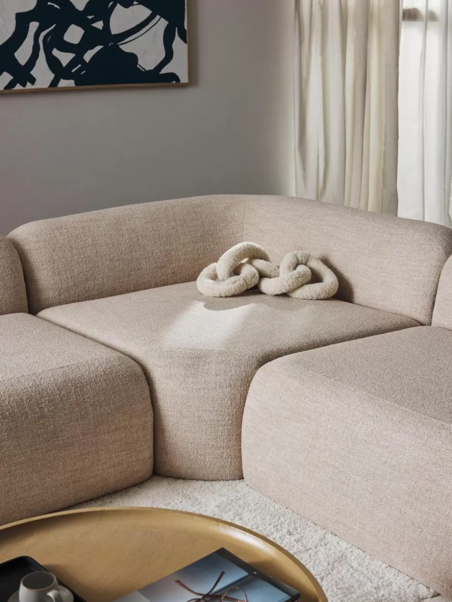 Sofas | Sofaserien-Westwing Collection Abgerundetes Eckmodul Wolke aus Bouclé Bouclé Peach