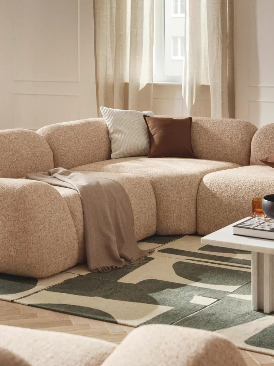 Sofas | Sofaserien-Westwing Collection Abgerundetes Eckmodul Wolke aus Bouclé Bouclé Orange