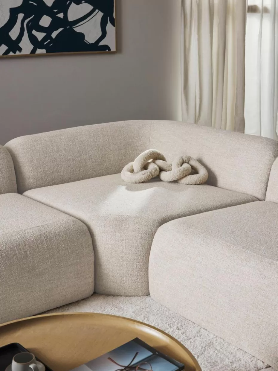 Sofas | Sofaserien-Westwing Collection Abgerundetes Eckmodul Wolke aus Bouclé Bouclé Hellbeige