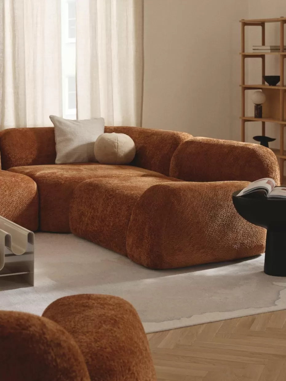 Sofas | Sofaserien-Westwing Collection Abgerundetes Eckmodul Wolke aus Teddy-Bouclé Teddy-Bouclé Terrakotta