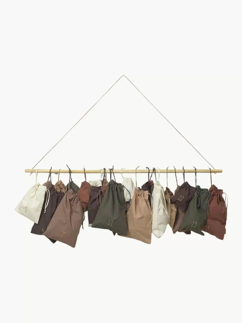 Adventsdeko | Adventskalender-ferm LIVING Adventskalender Libre aus Bio-Baumwolle und Kiefernholz Mehrfarbig, Kiefernholz