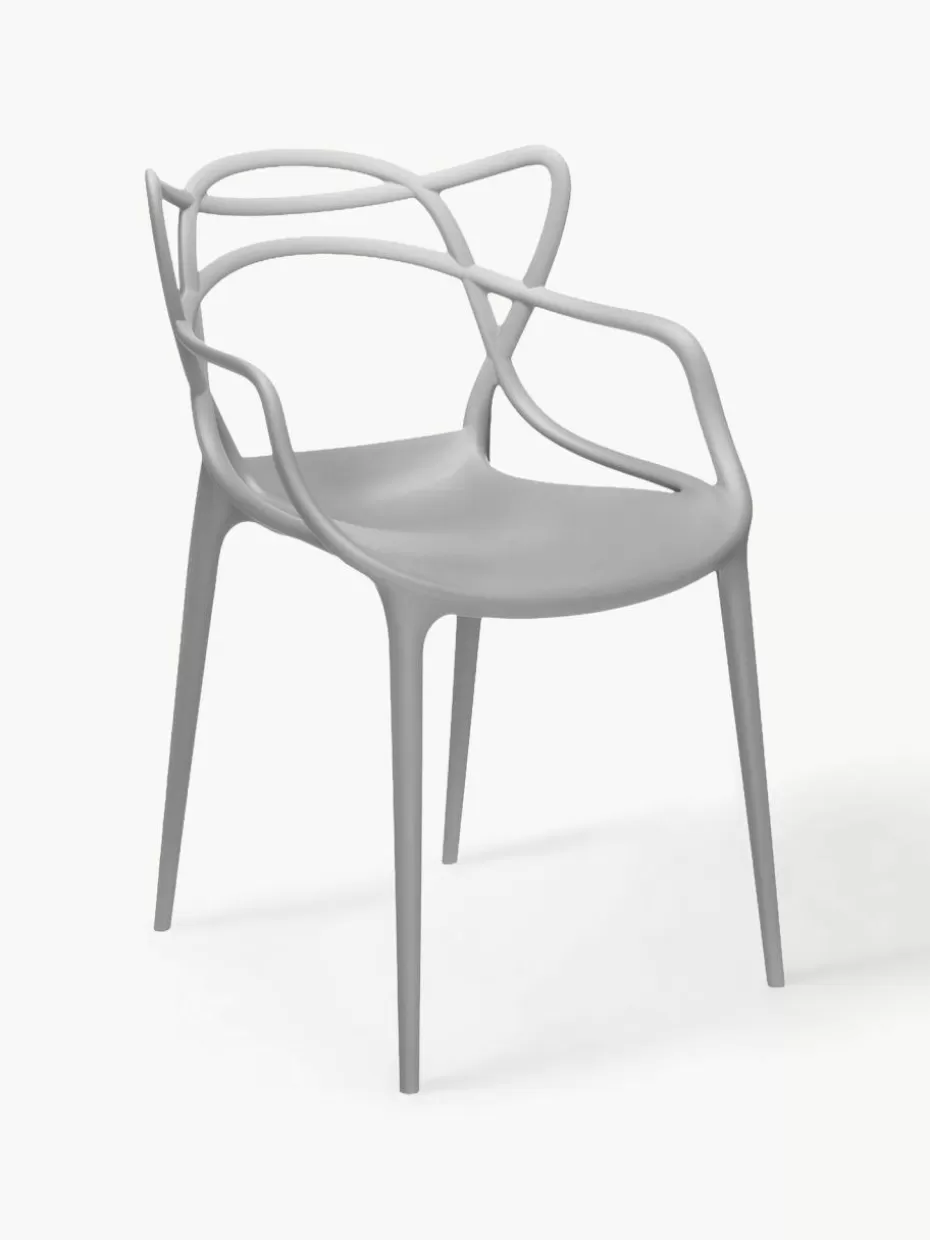 Stühle-Kartell Armlehnstühle Masters, 2 Stück Grau