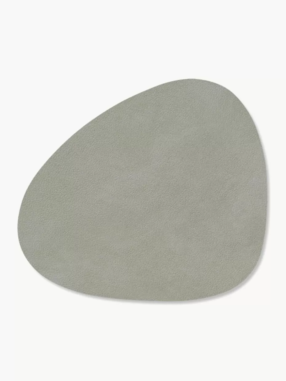 Untersetzer-Lind DNA Asymmetrische Leder-Untersetzer Curve, 4 Stück Beige