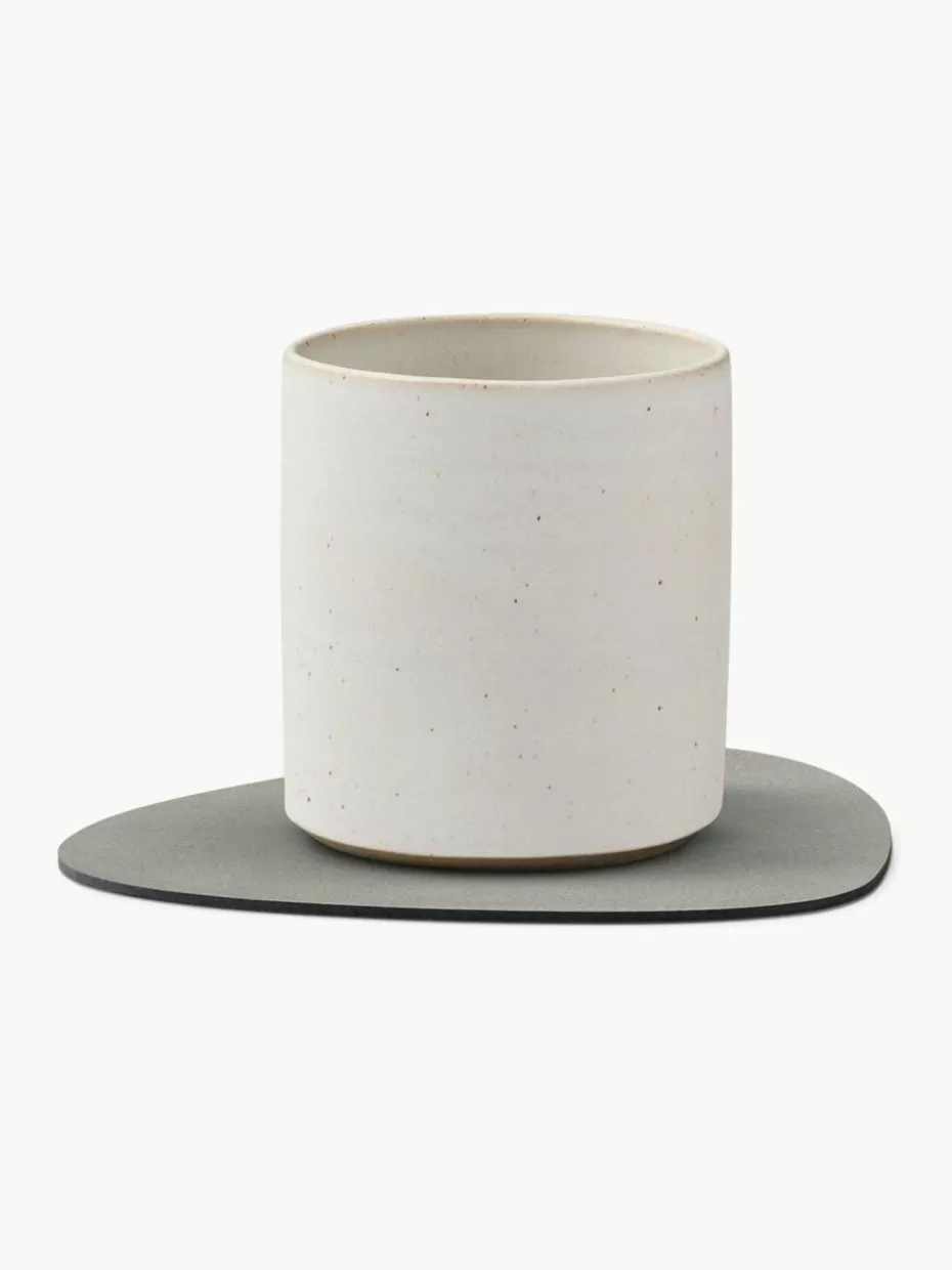 Untersetzer-Lind DNA Asymmetrische Leder-Untersetzer Curve, 4 Stück Beige