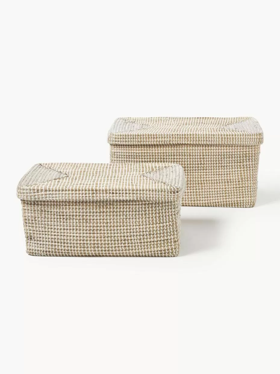 Körbe-Westwing Collection Aufbewahrungsboxen Aleya aus Seegras mit Deckel, 2er-Set