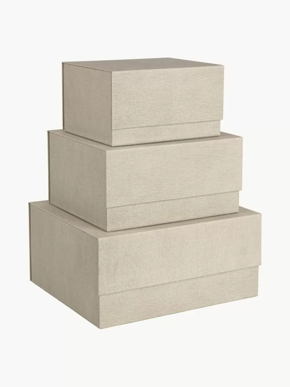 Boxen-Bigso Box of Sweden Aufbewahrungsboxen Ilse, 3er-Set Hellbeige