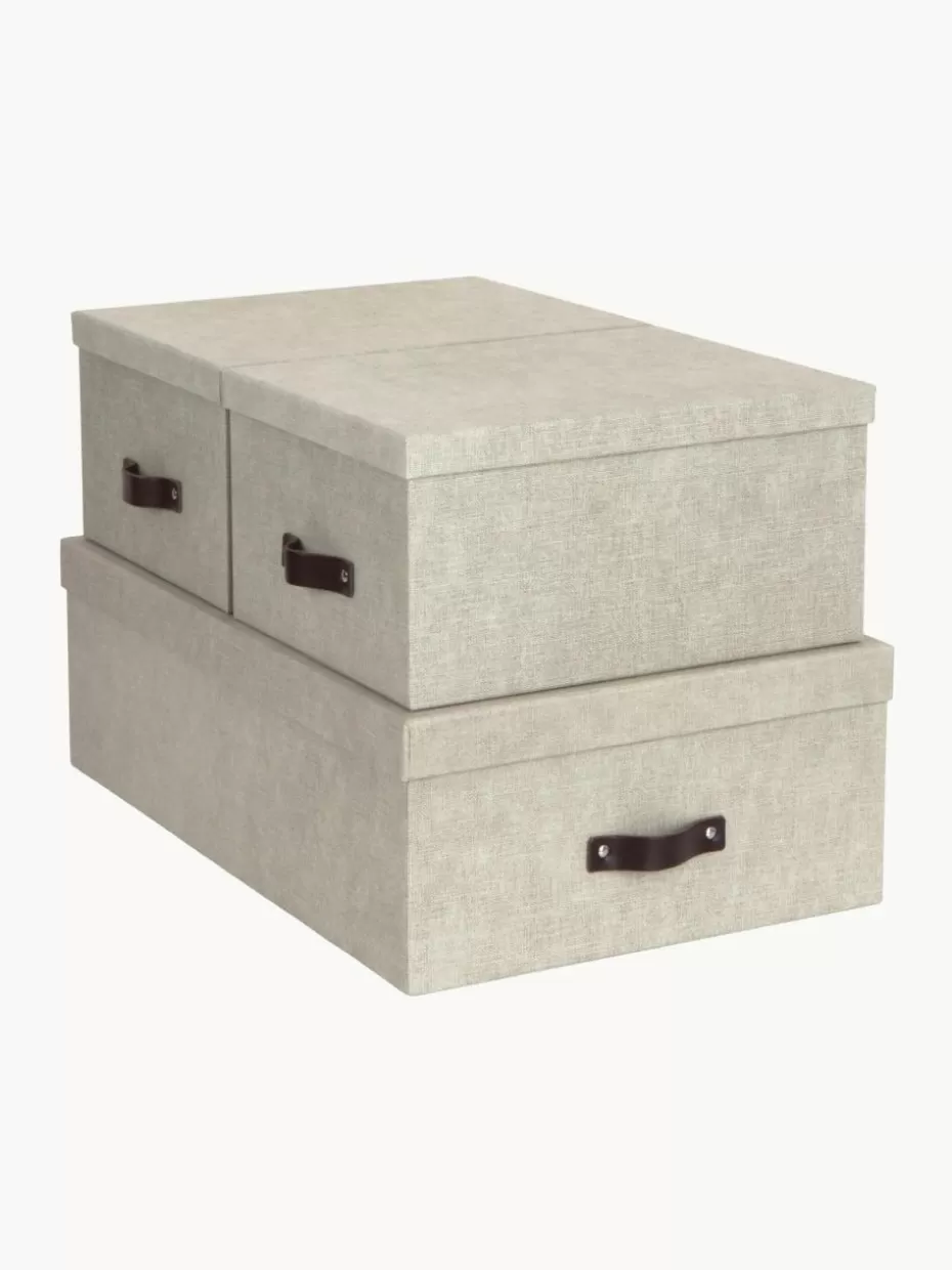 Boxen-Bigso Box of Sweden Aufbewahrungsboxen Inge, 3er-Set Hellbeige, Braun