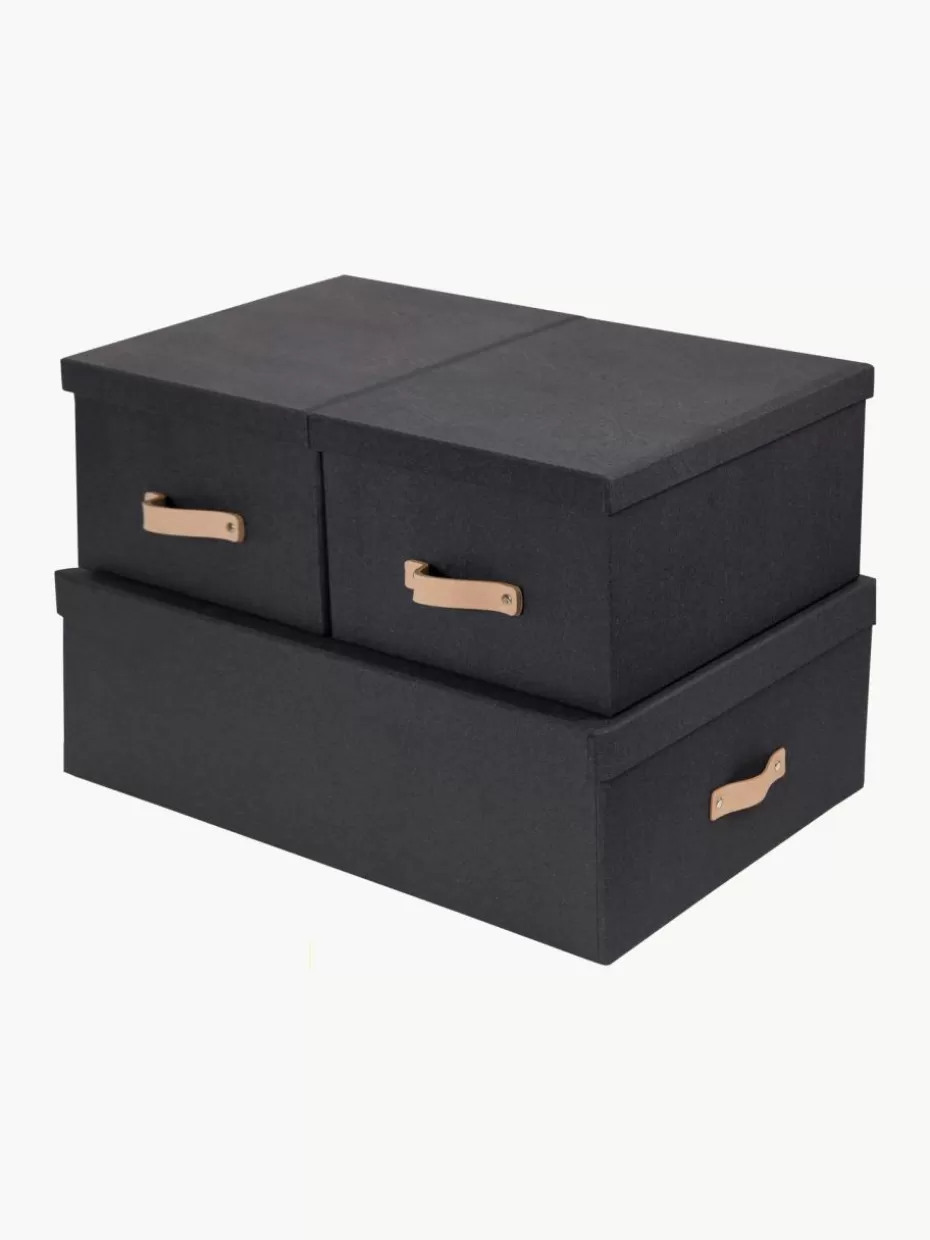 Boxen-Bigso Box of Sweden Aufbewahrungsboxen Inge, 3er-Set Anthrazit