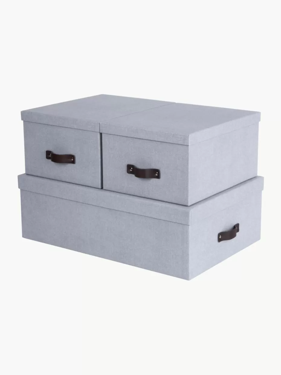 Boxen-Bigso Box of Sweden Aufbewahrungsboxen Inge, 3er-Set Graublau, Braun