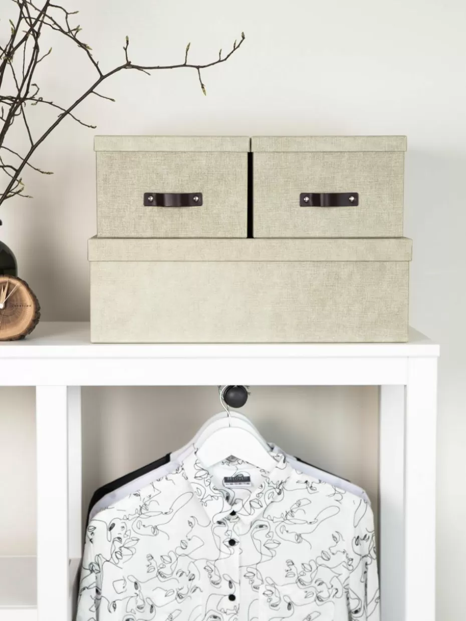 Boxen-Bigso Box of Sweden Aufbewahrungsboxen Inge, 3er-Set Hellbeige, Braun
