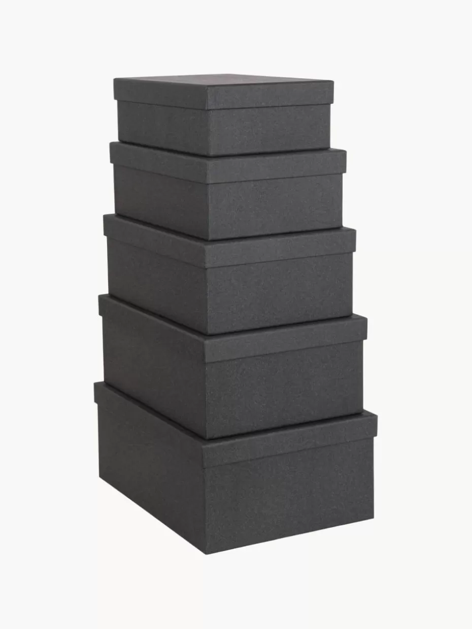 Boxen-Bigso Box of Sweden Aufbewahrungsboxen Joel, 5er-Set Anthrazit