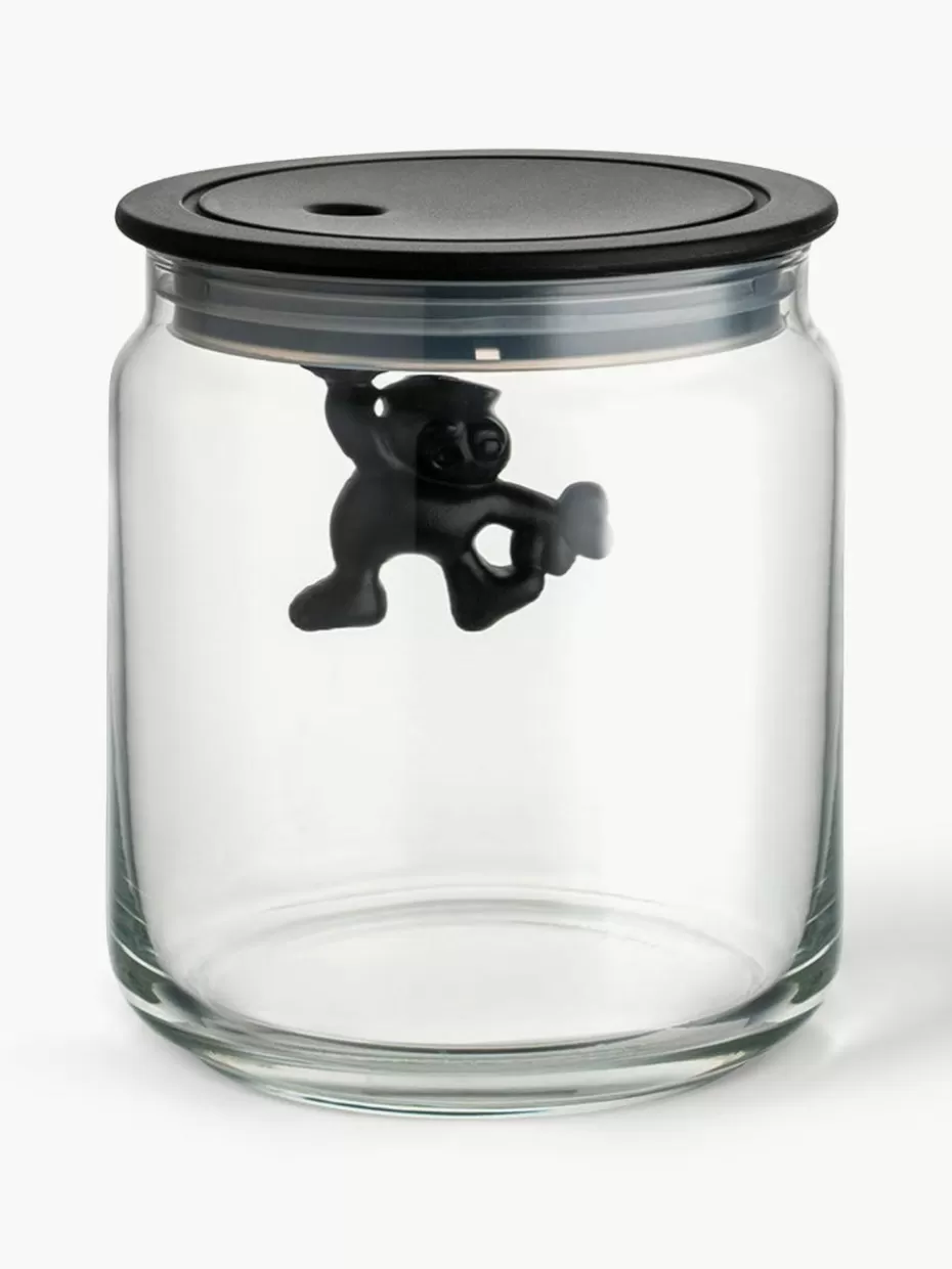 Küchenaufbewahrung-Alessi Aufbewahrungsdose Gianni, H 12 cm Schwarz, Transparent