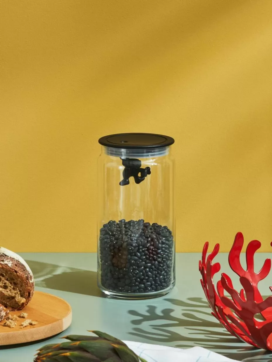 Küchenaufbewahrung-Alessi Aufbewahrungsdose Gianni, H 21 cm Schwarz, Transparent