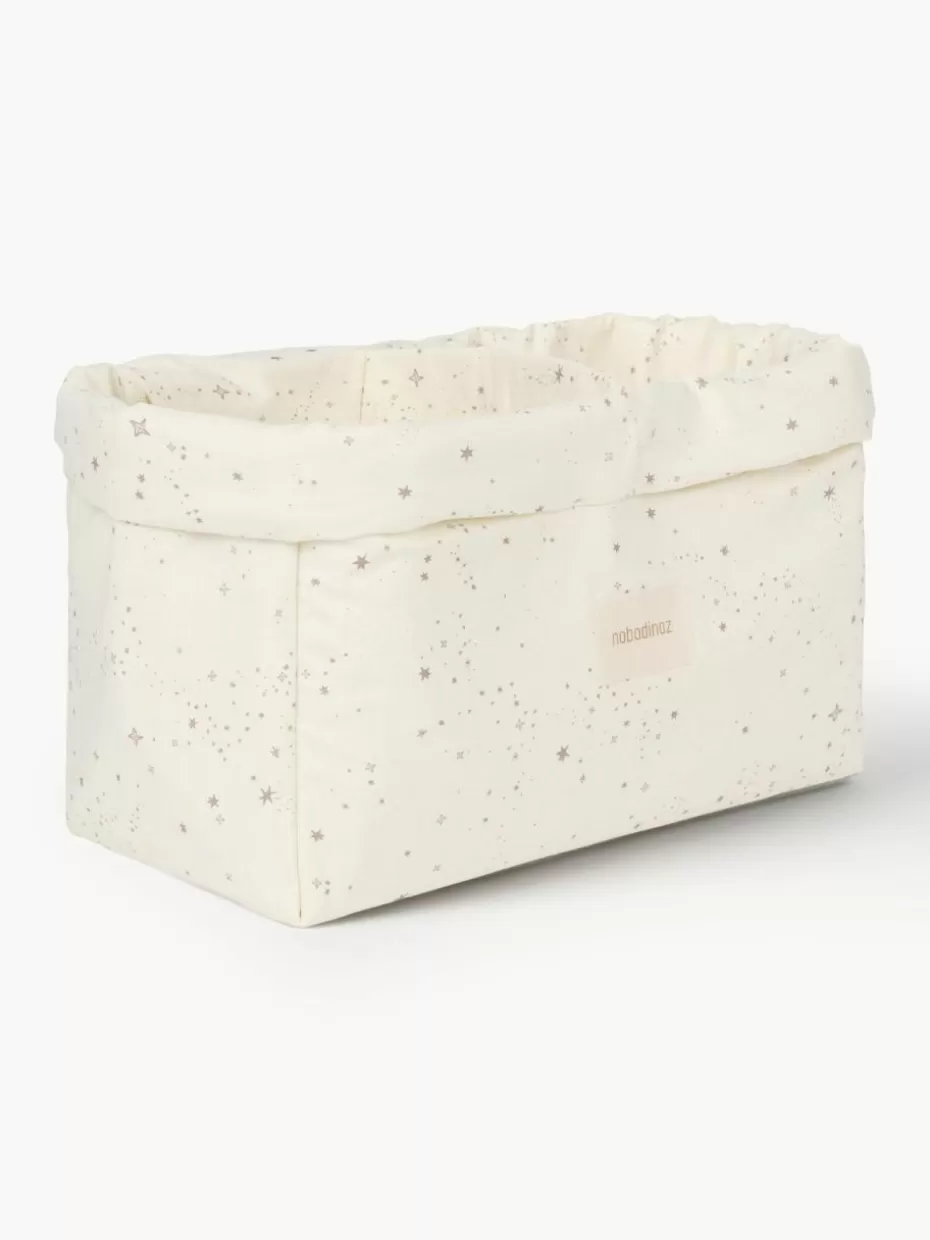 Aufbewahrung-Nobodinoz Aufbewahrungskorb Stories aus Bio-Baumwolle Cremeweiß, Beige, Stern-Motiv