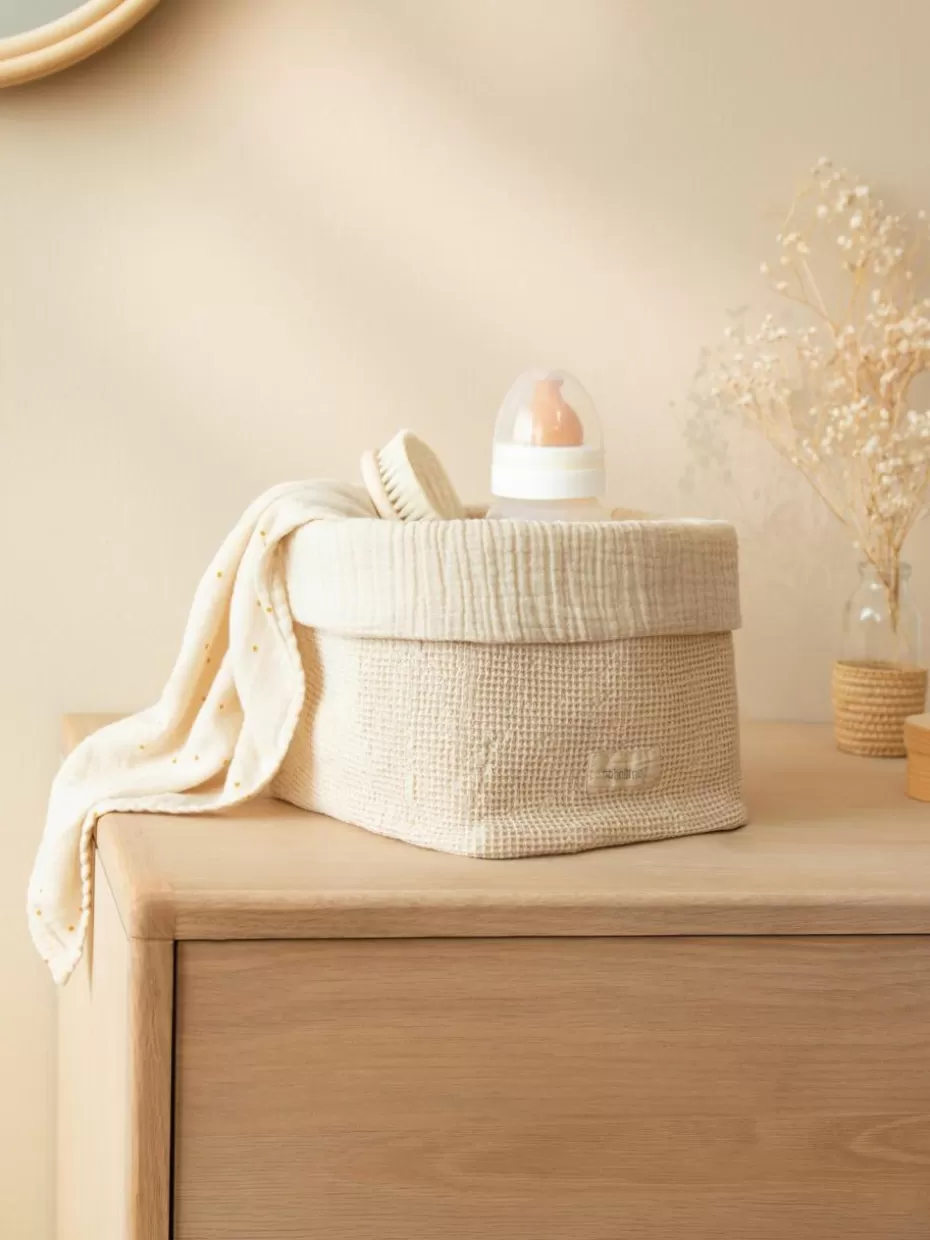 Aufbewahrung-Nobodinoz Aufbewahrungskorb Wabi Sabi aus Bio-Baumwolle Hellbeige