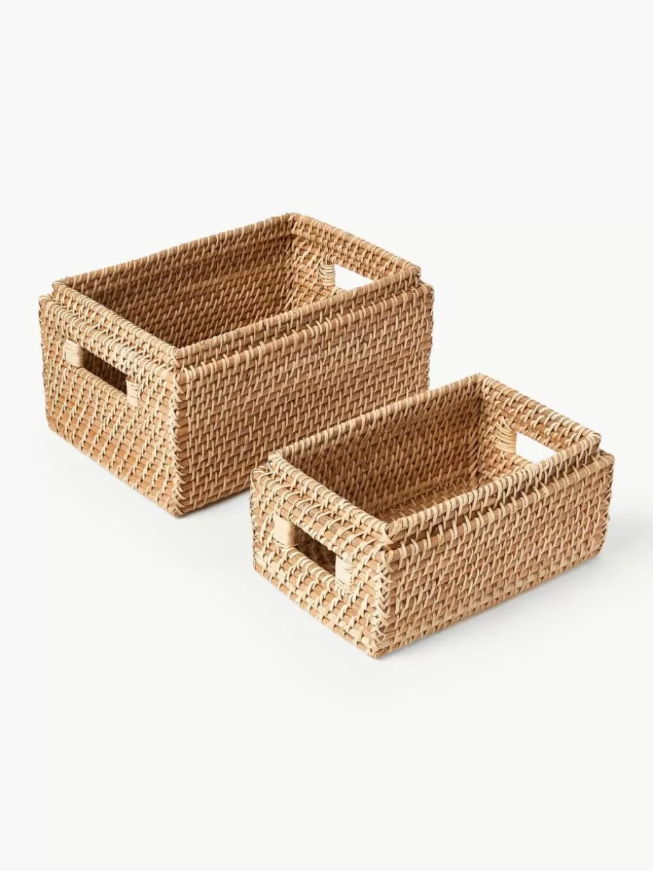 Boxen-Westwing Collection Aufbewahrungskörbe Lurdes mit Deckel, 2er-Set Hellbraun