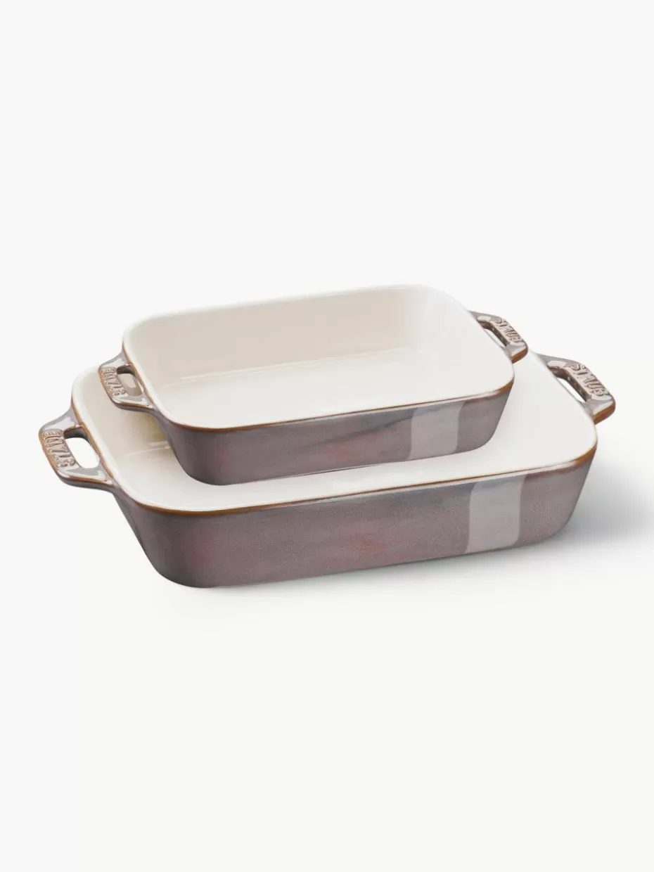 Back- & Ofenformen-Staub Auflaufformen Ceramic, 2er-Set Off White, Taupe