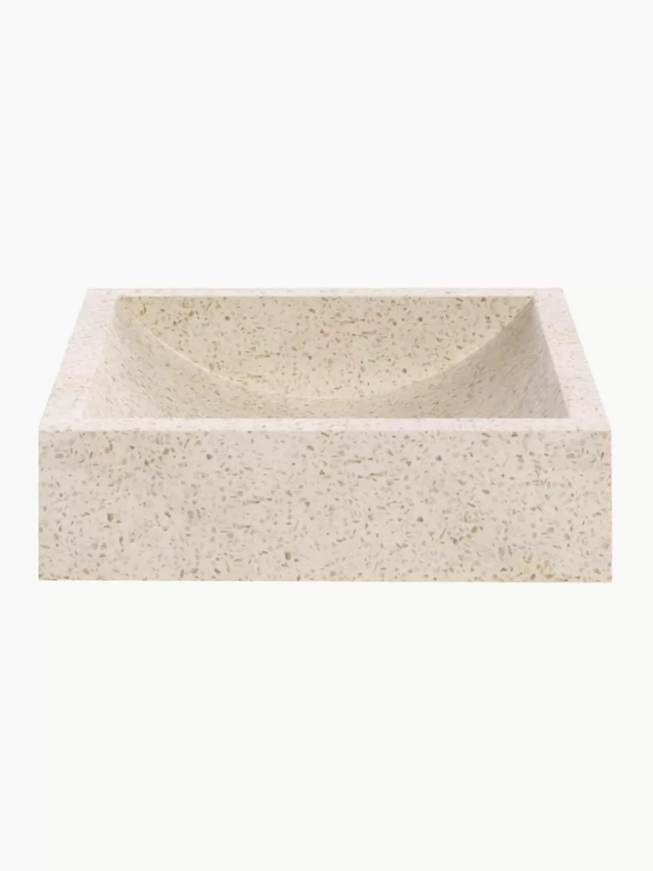 Waschbecken-Westwing Aufsatzwaschbecken Kuveni aus Terrazzo Terrazzo Beige