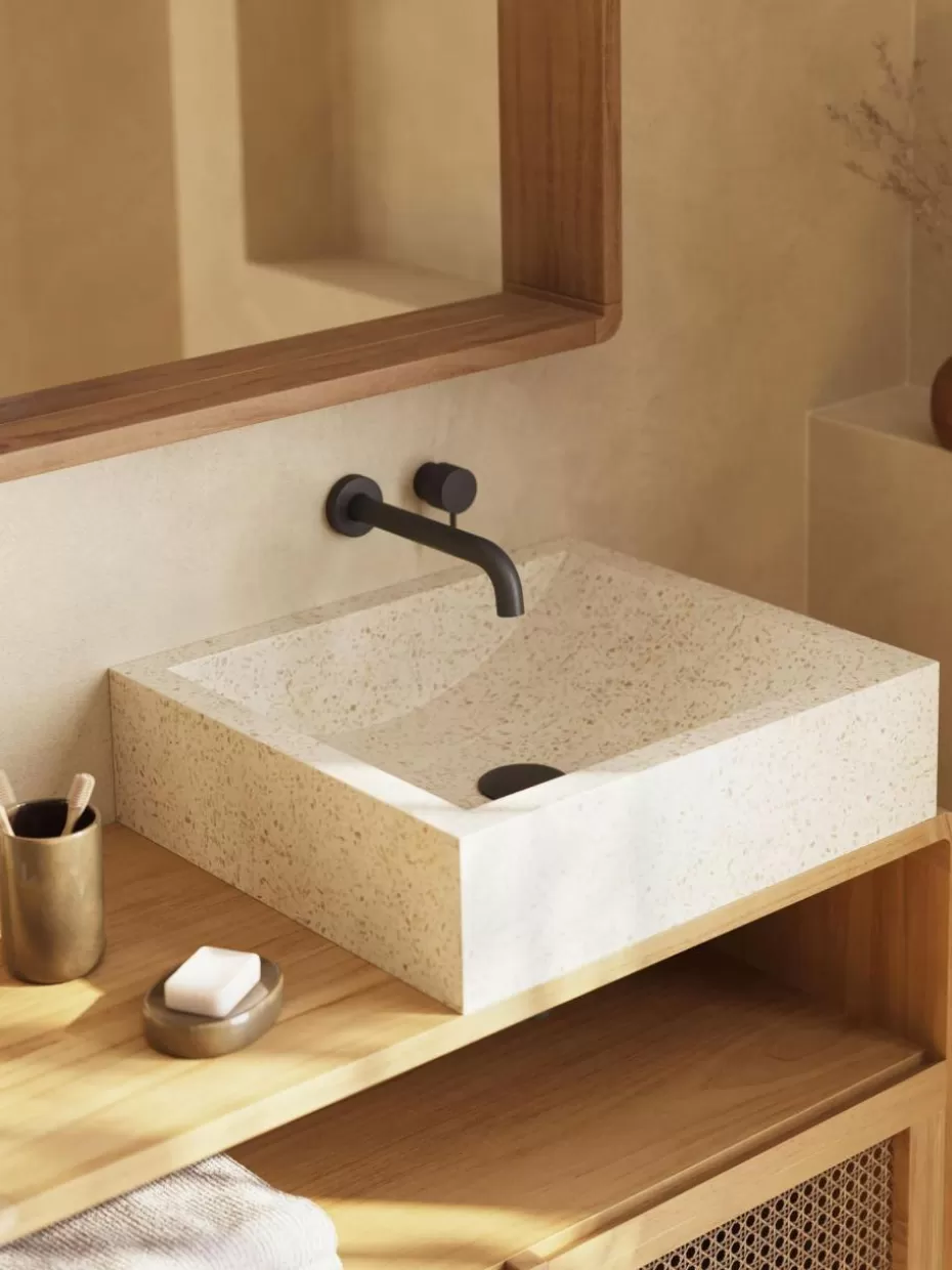 Waschbecken-Westwing Aufsatzwaschbecken Kuveni aus Terrazzo Terrazzo Beige