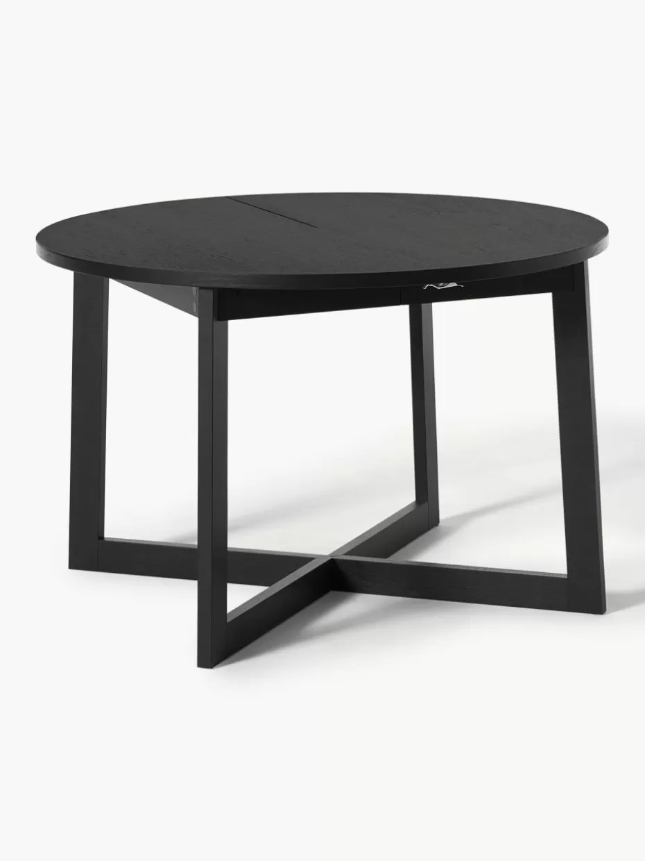 Esstische-Westwing Collection Ausziehbarer Esstisch Bennet, 115 - 215 x 75 cm Eichenholz, schwarz lackiert