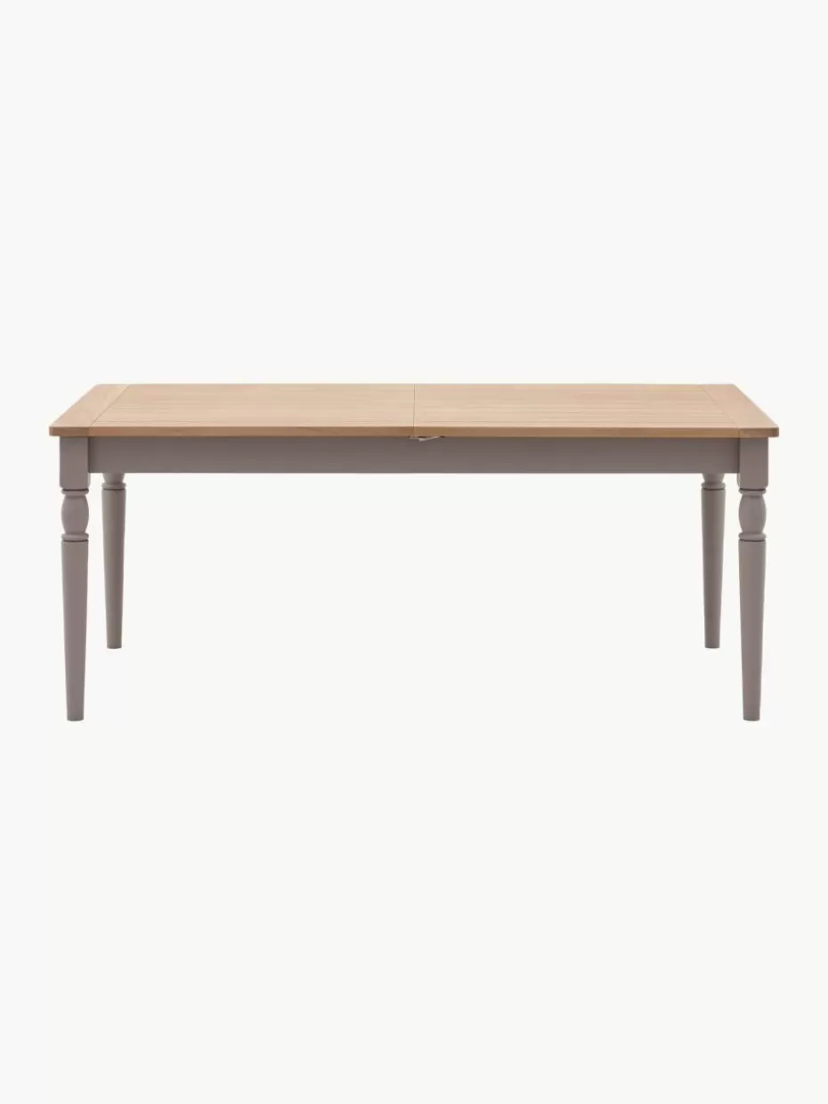Esstische-Westwing Ausziehbarer Holz-Esstisch Eton, handgefertigt, 180 - 230 x 95 cm Eichenholz, Taupe