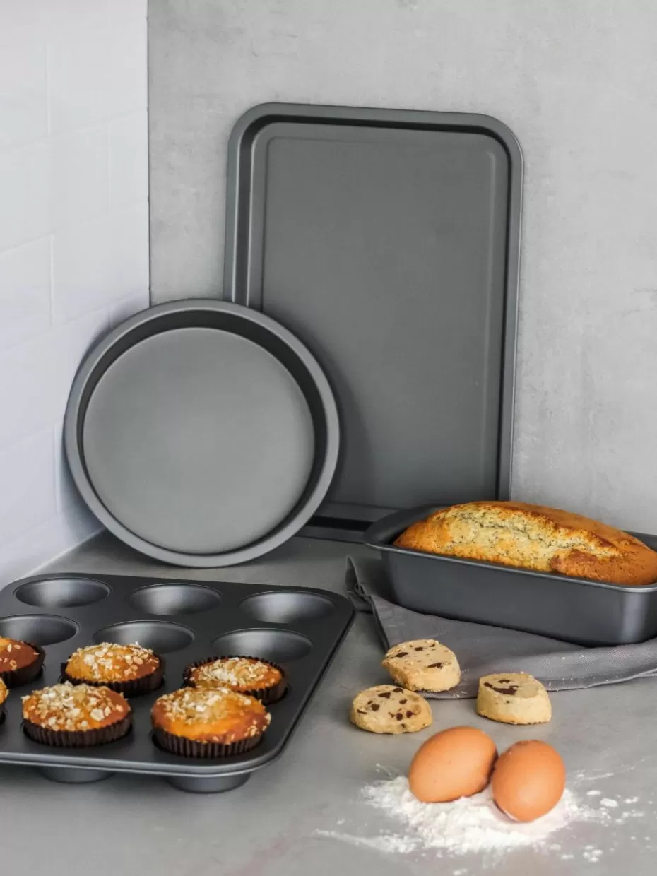 Back- & Ofenformen-Westwing Backformen KitchenCraft mit Antihaft-Beschichtung, 4er-Set Schwarz