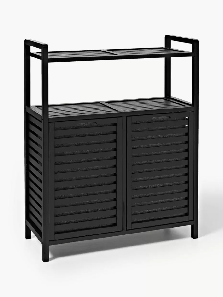 Wäschekörbe-Westwing Collection Badregal Kit aus Bambus mit Wäschekörben Schwarz
