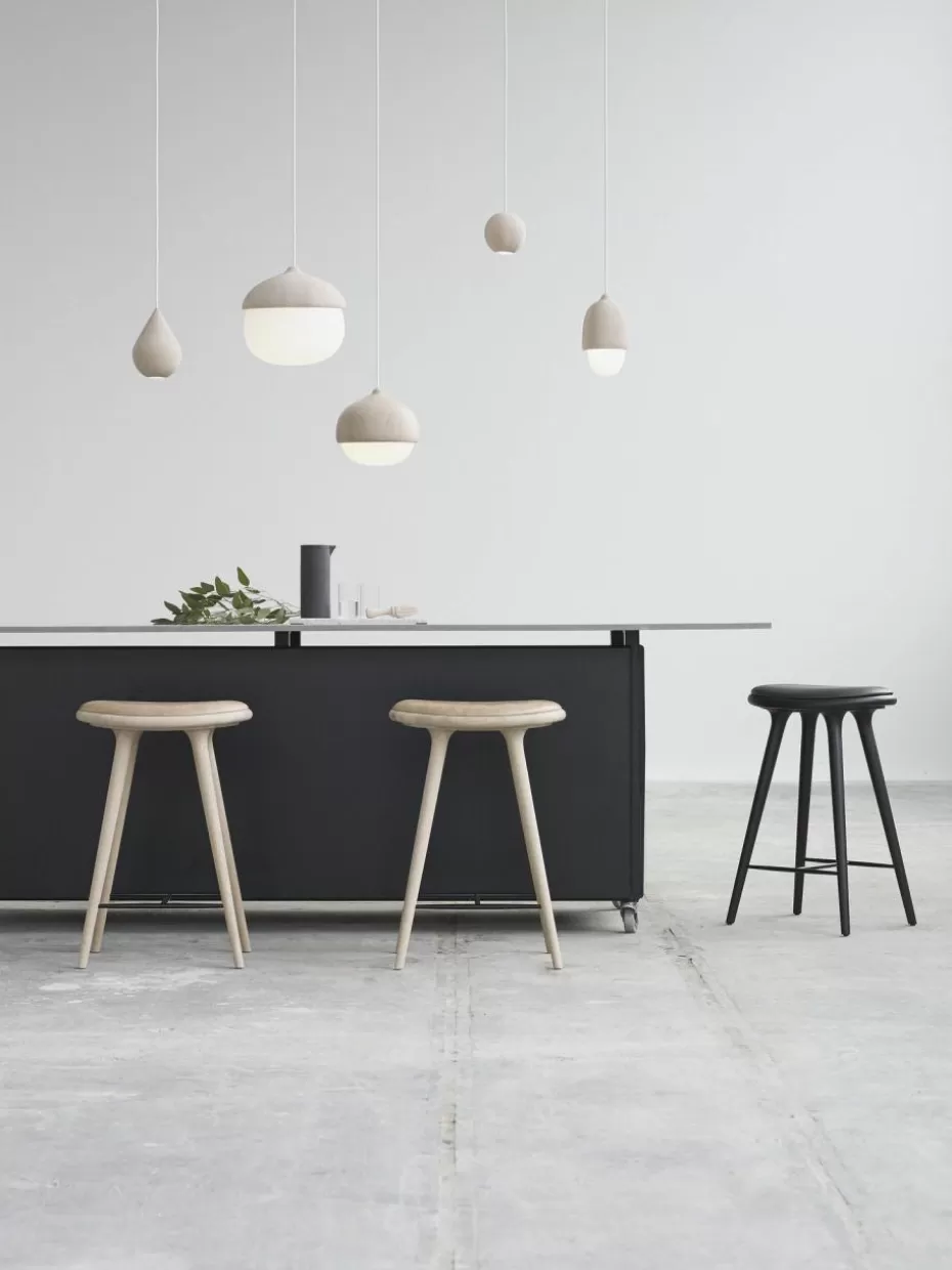 Barhocker-Mater Barhocker High Stool aus Buchenholz und Leder Leder Schwarz, Buchenholz schwarz lackiert