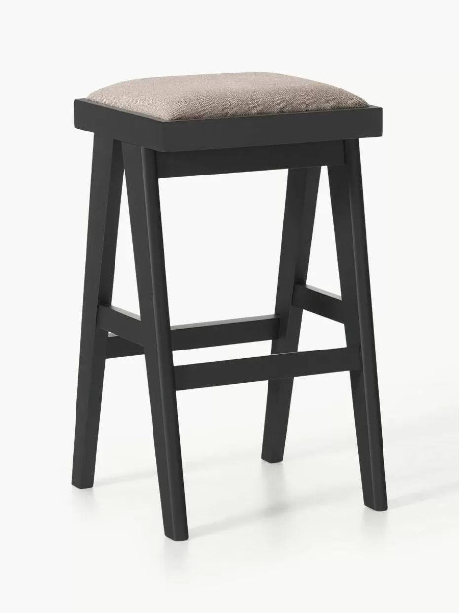 Barhocker-Westwing Collection Barhocker Sissi mit Polsterung Webstoff Greige, Schwarz