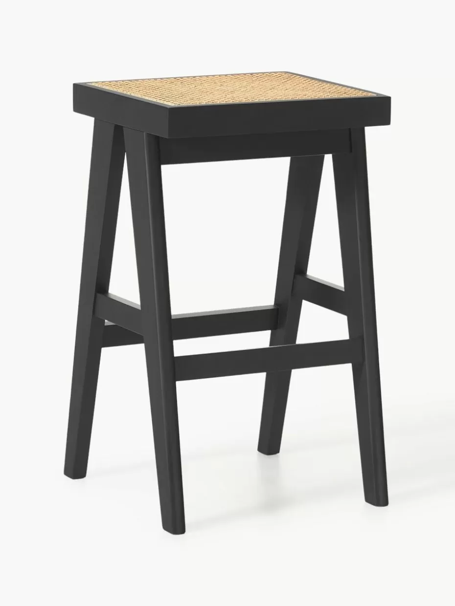 Barhocker-Westwing Collection Barhocker Sissi mit Wiener Geflecht Schwarz, Hellbeige