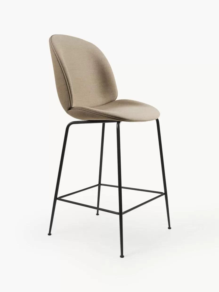 Barhocker-GUBI Barstuhl Beetle Webstoff Beige, Schwarz matt
