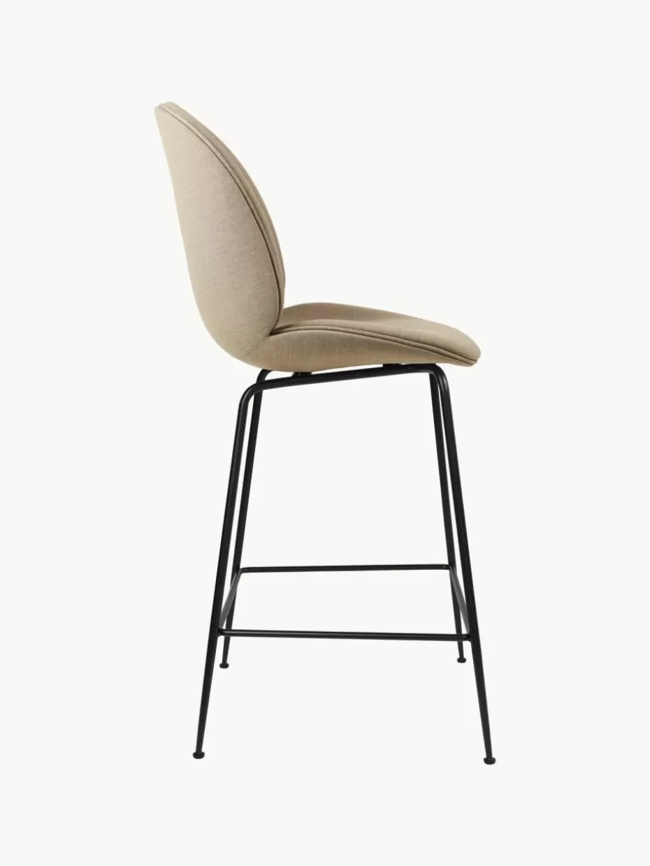 Barhocker-GUBI Barstuhl Beetle Webstoff Beige, Schwarz matt