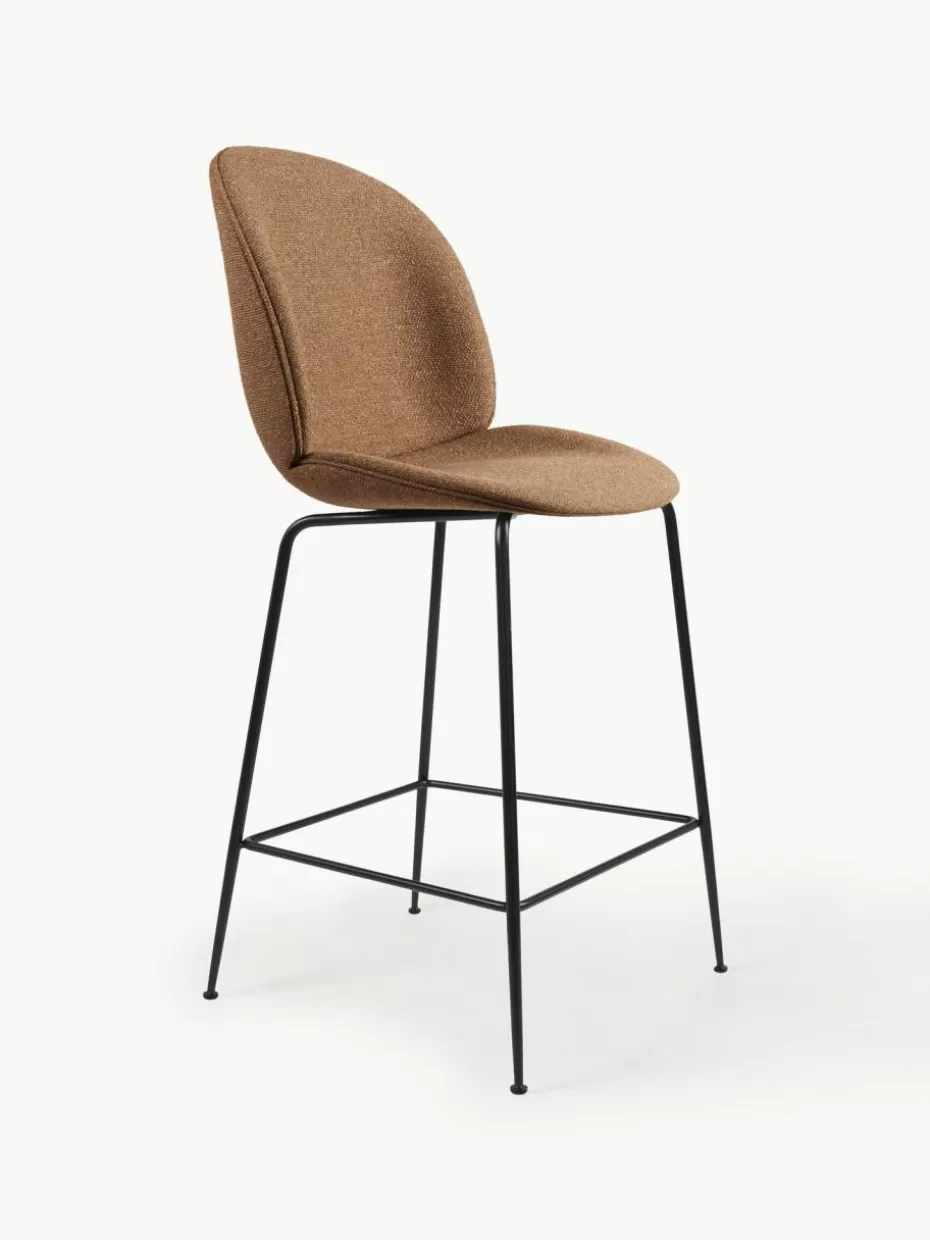 Barhocker-GUBI Barstuhl Beetle aus Wolle Wolle Terrakotta, Schwarz matt
