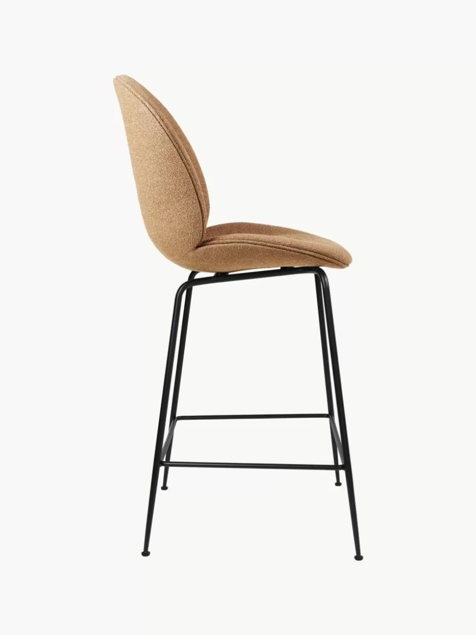 Barhocker-GUBI Barstuhl Beetle aus Wolle Wolle Terrakotta, Schwarz matt