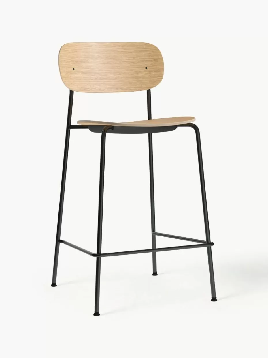 Barhocker-Audo Copenhagen Barstuhl Co aus Metall und Holz Helles Eichenholz, Schwarz