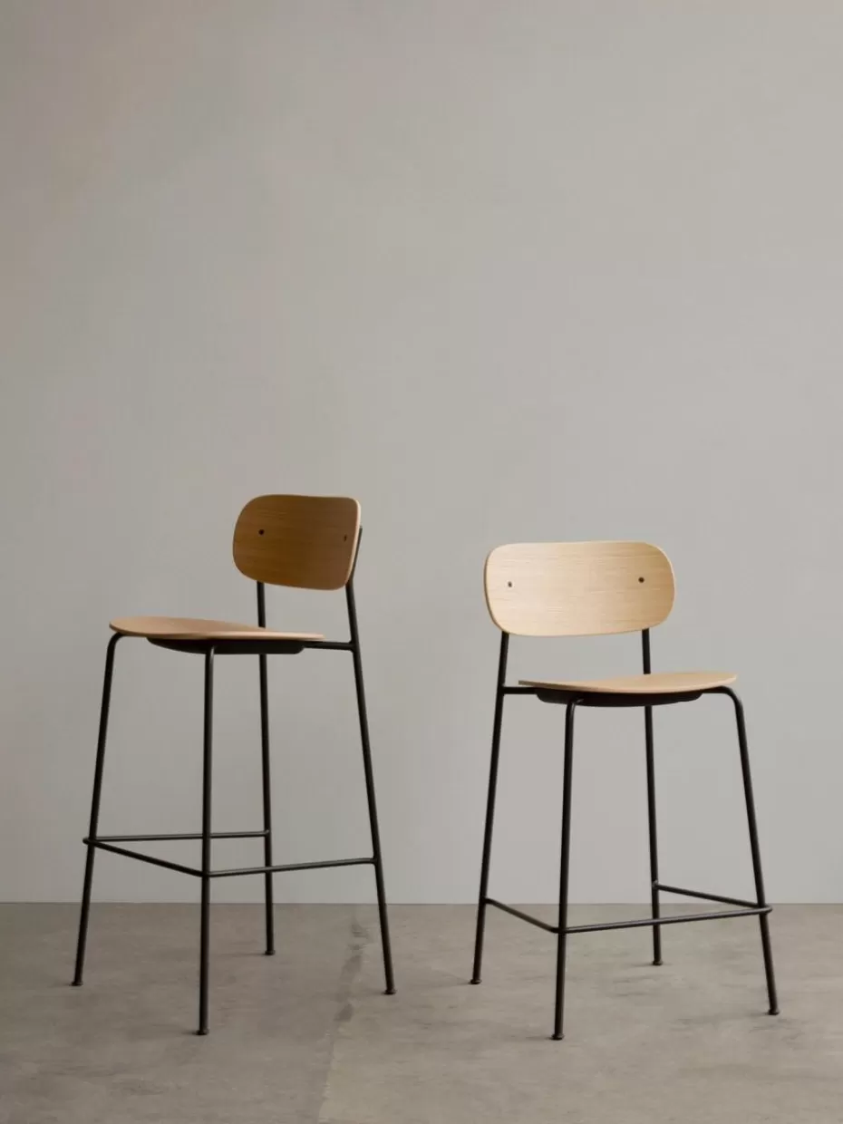 Barhocker-Audo Copenhagen Barstuhl Co aus Metall und Holz Helles Eichenholz, Schwarz