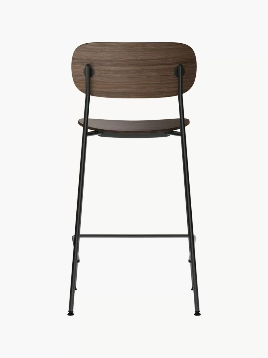 Barhocker-Audo Copenhagen Barstuhl Co aus Metall und Holz Dunkles Eichenholz, Schwarz