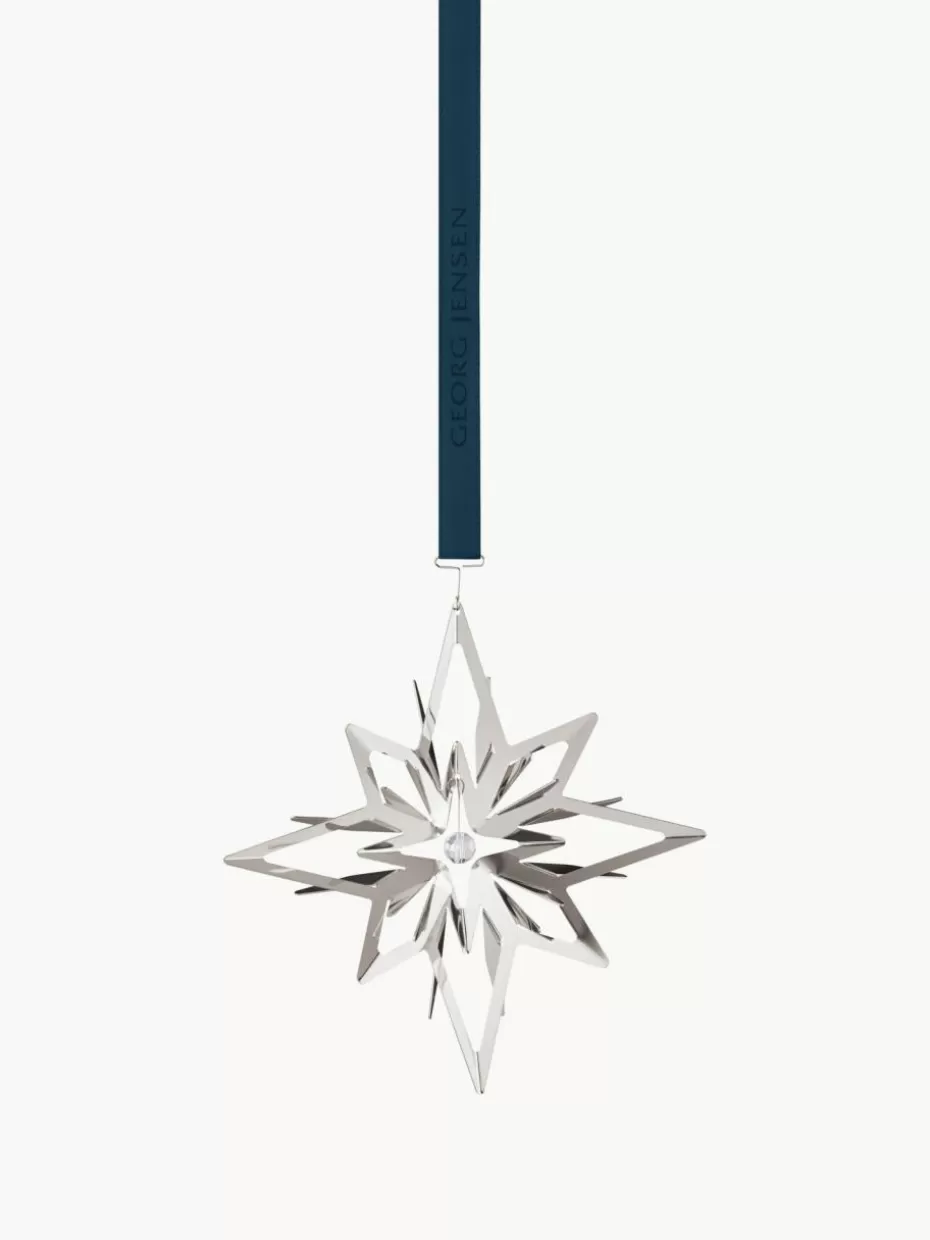 Weihnachtskugeln & Baumanhänger | Romantische Details-Georg Jensen Baumanhänger CC mit zwei Bändern Silberfarben