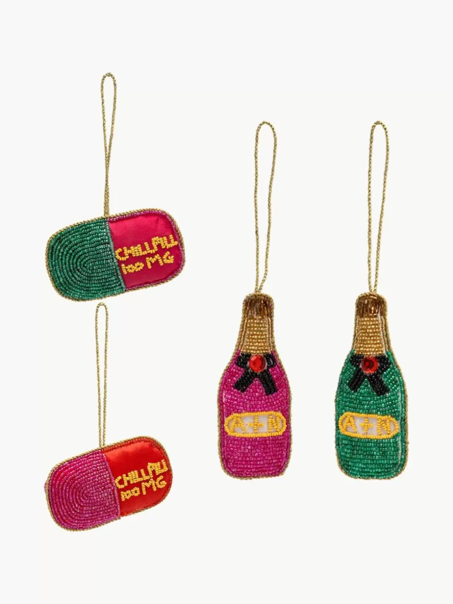 Weihnachtskugeln & Baumanhänger | Glow-Up-Anna + Nina Baumanhänger Chill Pill, 4er-Set