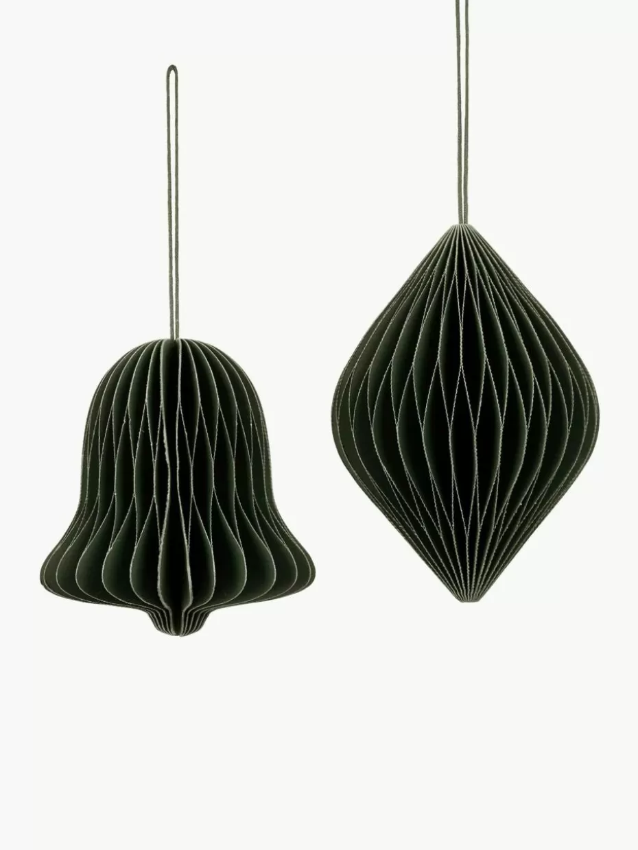 Weihnachtskugeln & Baumanhänger | Festliche Eleganz-Broste Copenhagen Baumanhänger Christmas Mix, 2er-Set Dunkelgrün