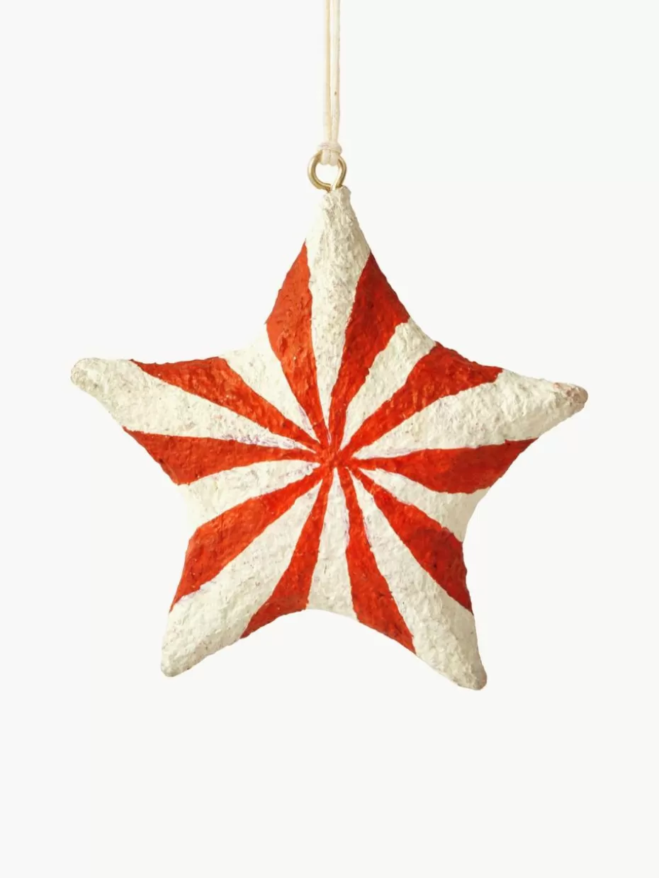 Weihnachtskugeln & Baumanhänger | Glow-Up-Broste Copenhagen Baumanhänger Pulp, 4 Stück Rot, Off White
