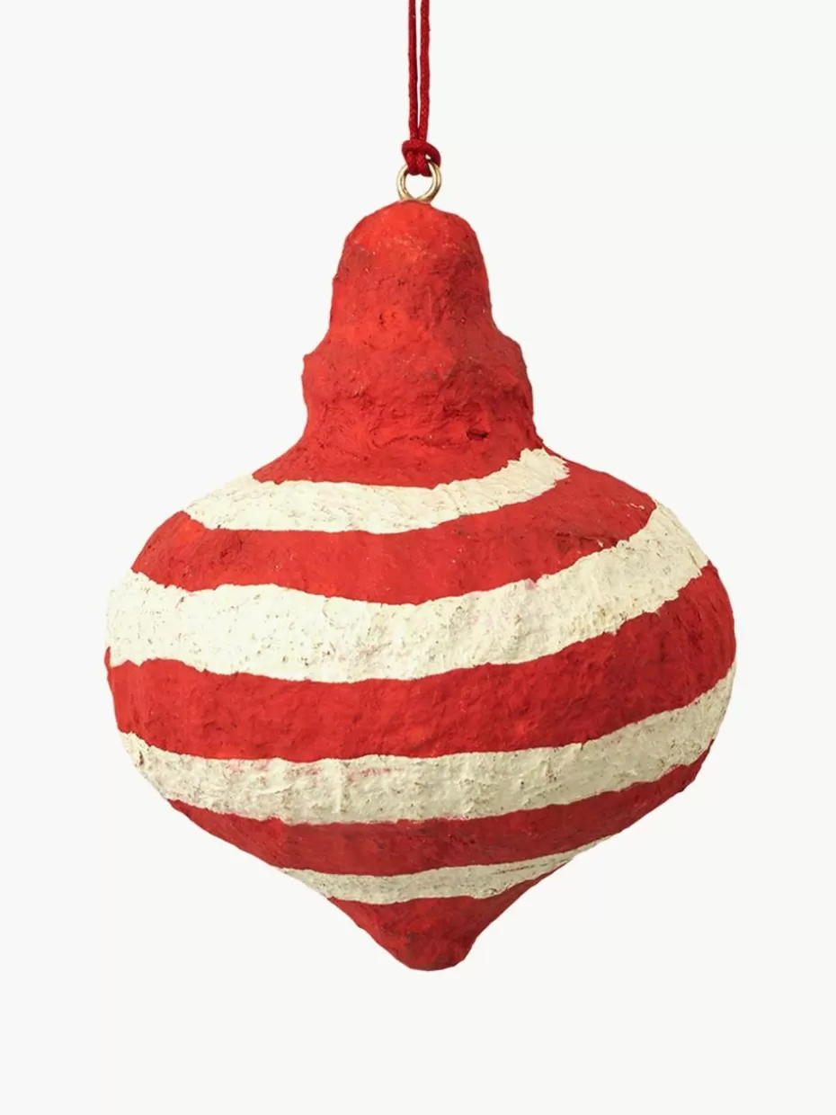 Weihnachtskugeln & Baumanhänger | Glow-Up-Broste Copenhagen Baumanhänger Pulp, 4 Stück Rot, Off White