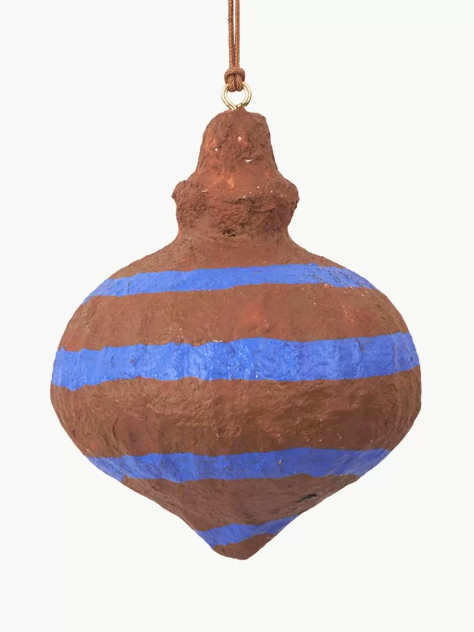 Weihnachtskugeln & Baumanhänger | Glow-Up-Broste Copenhagen Baumanhänger Pulp, 4 Stück Braun, Royalblau