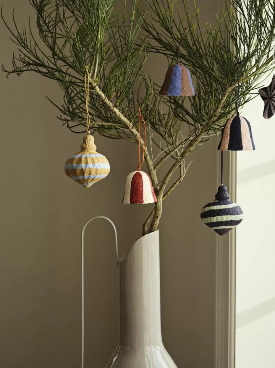 Weihnachtskugeln & Baumanhänger | Glow-Up-Broste Copenhagen Baumanhänger Pulp, 4 Stück Braun, Royalblau
