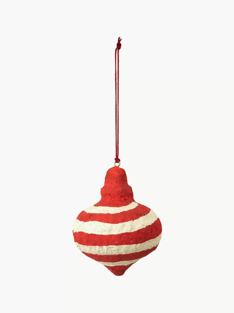 Weihnachtskugeln & Baumanhänger | Glow-Up-Broste Copenhagen Baumanhänger Pulp, 4 Stück Rot, Off White