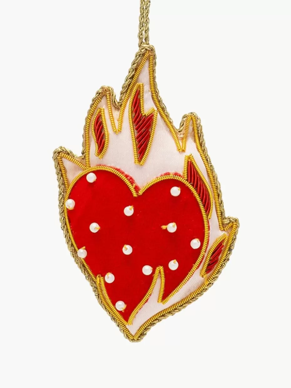 Weihnachtskugeln & Baumanhänger-Anna + Nina Baumanhänger Sacred Heart aus Samt