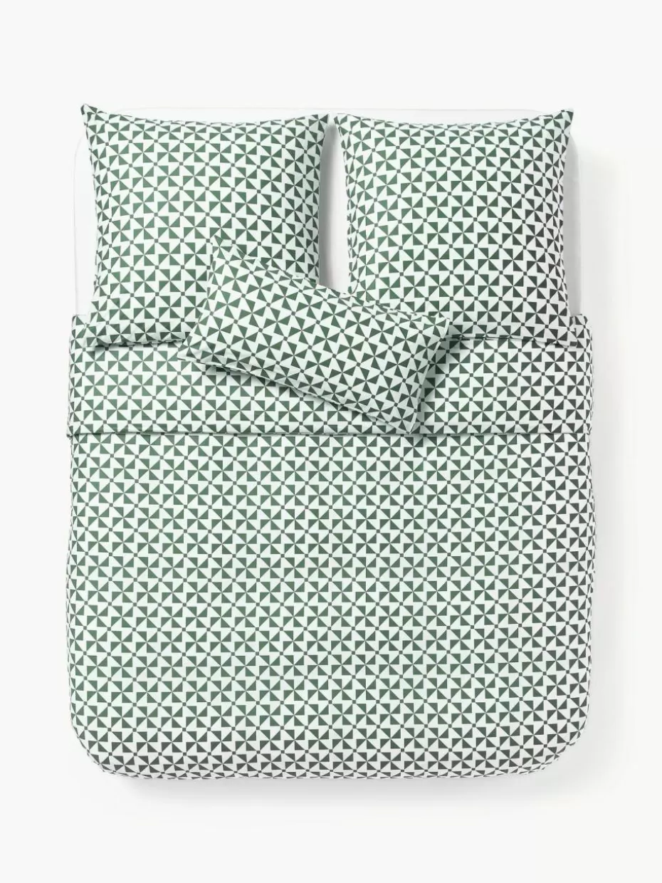 Weihnachtsbettwäsche | Bettwäsche-Westwing Collection Baumwoll-Bettdeckenbezug Benson Grün